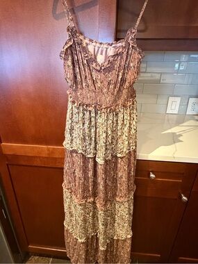 Show Me Your MuMu Tiered Maxi Dress in Blush and Cream Floral